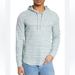 Vince Men’s Heather‎ Thermal Popover Hoodie Size L Heathered Blue